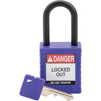 Cadenas de verrouillage de s&eacute;curit&eacute; Velocity, Mauve, Cl&eacute;s diff&eacute;rentes, Nylon, Largeur de 1-1/2" Moffatt Supply & Specialties
