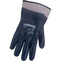 Gants bleu marine avec manchettes renforc&eacute;es &agrave; entoilage coll&eacute; Horizon, Moyen, R&ecirc;vetement Nitrile, Enveloppe en Jersey/Coton Moffatt Supply & Specialties