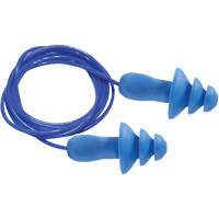 Bouchons d'oreilles r&eacute;utilisables bleus 100 % d&eacute;tectables par m&eacute;tal SEALTEC TipGrip, Avec cordon, Taille unique, Vrac - Boîte, NRR dB 26 dB Moffatt Supply & Specialties