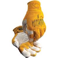 Gants de soudeur TIG/MIG de premi&egrave;re qualit&eacute; Caiman avec fermeture &agrave; boucles & crochets, Cuir de vache refendu, Taille Moyen Moffatt Supply & Specialties