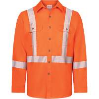 Avenger 7 oz Deluxe Segmented Striped High-Visibility Work Shirt, Style 652, Men's, Small, Orange Moffatt Supply & Specialties
