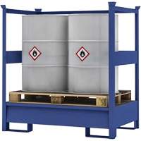 2-Drum Blue Transport Spill Containment Pallet with Side Rails, 66 US gal. Spill Capacity, 55" x 34" x 58" Moffatt Supply & Specialties