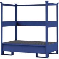 2-Drum Blue Transport Spill Containment Pallet with Side Rails, 66 US gal. Spill Capacity, 55" x 34" x 58" Moffatt Supply & Specialties