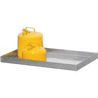 Galvanized Steel Spill Containment Tray, 48" L x 18" W x 3" H, 11 US gal. Spill Capacity Moffatt Supply & Specialties