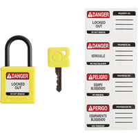 Velocity Compact Safety Lockout Padlocks, Yellow, Keyed Alike, Nylon, 1-1/4" Width Moffatt Supply & Specialties