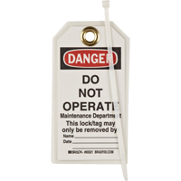 Lockout Tags, Plastic, 3" W x 5-1/2" H, English Moffatt Supply & Specialties