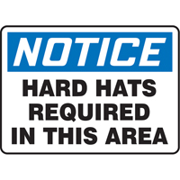 "Hard Hats Required" Sign, 7" x 10", Vinyl, English Moffatt Supply & Specialties