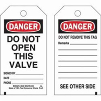 Self-Laminating Safety Tags, Polyester, 3" W x 5-3/4" H, English Moffatt Supply & Specialties