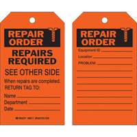 Safety Repair Tag, Polyester, 4" W x 7" H, English Moffatt Supply & Specialties