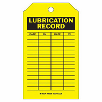 Lubrication Record Tags, Polyester, 4" W x 7" H, English Moffatt Supply & Specialties