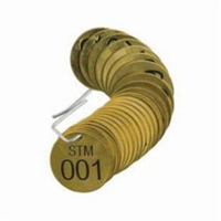Numbered "STM" Valve Tags, # 001-025, Brass, 1.5" dia Moffatt Supply & Specialties