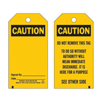 Accident Prevention Tags, Polyester, 3" W x 5-3/4" H, English Moffatt Supply & Specialties