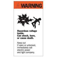 "Warning Hazardous Voltage" Sign, 8" x 4-1/2", Acrylic, English with Pictogram Moffatt Supply & Specialties