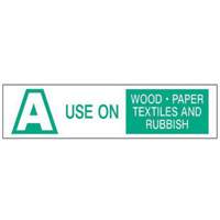 "A Use on Wood Paper Textiles and Rubbish" Labels, 6" L x 1-1/2" W, Green on White SY238 | Moffatt Supply & Specialties