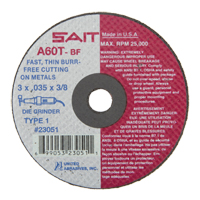 Meule &agrave; tronçonner (A36T), 3" x 0,035", Arbre de 3/8", Type 1, Oxyde d'aluminium, 25000 Tr/min Moffatt Supply & Specialties