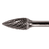 Double Cut Tapered Burr, SG-44, 1/8" Dia., 1/8" Shank, 1/2" Depth of Cut Moffatt Supply & Specialties
