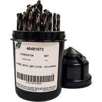 Foret pour m&eacute;canicien s&eacute;rie courte 135° - 1/16" &agrave; 1/2" par 1/64", 29 morceaux, Acier rapide Moffatt Supply & Specialties