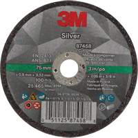 Silver Cut-Off Wheel, 3" x 0.04", 3/8"-24 Arbor, Type 1, Ceramic, 25645 RPM Moffatt Supply & Specialties