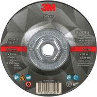 Quick Change Silver Depressed Centre Grinding Wheel 87446, 5" x 1/4", 5/8"-11 Arbor, Type 27, Ceramic Moffatt Supply & Specialties