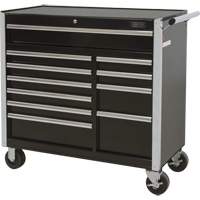 Industrial Tool Cart, 11 Drawers, 41" W x 18-3/4" D x 39-1/3" H, Black Moffatt Supply & Specialties