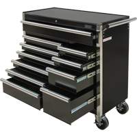 Industrial Tool Cart, 11 Drawers, 41" W x 18-3/4" D x 39-1/3" H, Black Moffatt Supply & Specialties