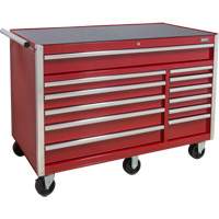 Industrial Tool Cart, 12 Drawers, 56" W x 24-1/2" D x 38-1/8" H, Red Moffatt Supply & Specialties