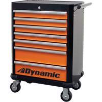 Roller Cabinet, 7 Drawers, 28" W x 18" D x 40" H, Black/Orange Moffatt Supply & Specialties