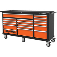 Roller Cabinet, 17 Drawers, 71" W x 24" D x 41" H, Black/Orange Moffatt Supply & Specialties