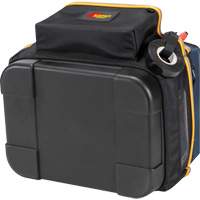 Molded Base Electrical/HVAC Tool Carrier, Ballistic Polyester, 20 Pockets, Black/Blue Moffatt Supply & Specialties