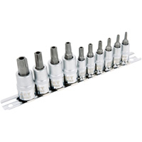 Jeu de douilles antiviol TORX 1/4" & 3/8" SS1438-10TB 10 mcx, 10 Mcx, Torx inviolable Moffatt Supply & Specialties