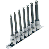 Jeu de douilles &agrave; embouts longs et sph&eacute;riques de 4" SAE LHSW-3807, Sph&egrave;re hexagonale, Prise 3/8", 7 mr Moffatt Supply & Specialties