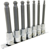 Jeu de douilles &agrave; embouts longs et sph&eacute;riques de 4" m&eacute;triques LHSW-3807, Sph&egrave;re hexagonale, Prise 3/8", 7 mr Moffatt Supply & Specialties