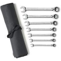 Jeu de cl&eacute;s &agrave; cliquets r&eacute;versibles SAE &agrave; 12 pans et 72 dents avec pochette &agrave; outils enroulable, Combinaison, 7 morceaux, Imp&eacute;rial Moffatt Supply & Specialties