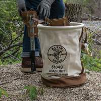 Leather-Bottom Bucket, 17" H, Canvas, White Moffatt Supply & Specialties
