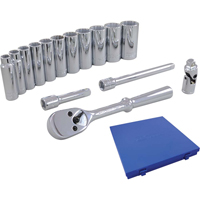 Jeu de douilles et accessoires, 15 Mcx, Prise de 3/8", Profond Moffatt Supply & Specialties