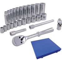 Jeu de douilles m&eacute;triques et accessoires, 26 Mcx, Prise de 3/8", Profond Moffatt Supply & Specialties
