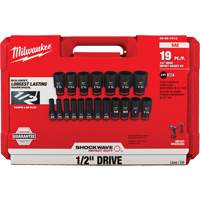 Jeu de douilles SAE &agrave; 6 pans Shockwave Impact Duty, 19 Mcx, Chocs, Prise de 1/2", Profond Moffatt Supply & Specialties