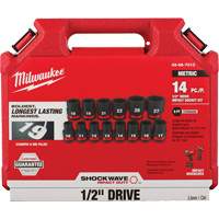 Jeu de douilles m&eacute;triques &agrave; 6 pans Shockwave Impact Duty, 14 Mcx, Chocs, Prise de 1/2" Moffatt Supply & Specialties