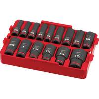 Jeu de douilles SAE Shockwave Impact Duty Packout, 15 Mcx, Chocs, Prise de 1/2", Profond Moffatt Supply & Specialties
