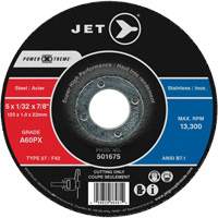 Meules &agrave; tronçonner Power Xtreme pour des meuleuses &agrave; angle — pour acier/acier inoxydable, 5" x 1/32", Arbre de 7/8", Type 27, 12 200 Tr/min Moffatt Supply & Specialties