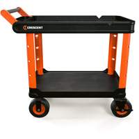 Chariot utilitaire industriel &agrave; 2 tablettes RAILWORKS avec roulettes de 8", 47" lo x 24-1/2" la x 37-4/5" h, Noir/Orange Moffatt Supply & Specialties