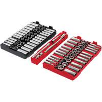 Jeu de cliquets et douilles m&eacute;triques/SAE avec organisateur PACKOUT &agrave; profil bas, 98 Mcx, Prise de 3/8" Moffatt Supply & Specialties