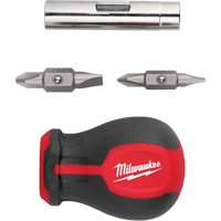 6-in-1 Stubby Multi-Bit Screwdriver, 3" L, Cushion Grip Handle Moffatt Supply & Specialties