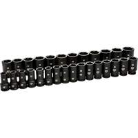 Jeu de douilles m&eacute;triques &agrave; 6 pans, 28 Mcx, Chocs, Prise de 3/4", Profond Moffatt Supply & Specialties