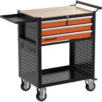 Utility Cart, 4 Drawers, Black/Orange Moffatt Supply & Specialties