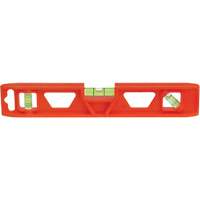 Niveau Torpedo Structo-Cast&reg; orange, 9" lo, Plastique, 3 fioles, Non magn&eacute;tique Moffatt Supply & Specialties