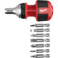 Tournevis compact &agrave; cliquet 8-en-1 &agrave; embouts multiples avec porte-embout de 1/4", Prise Coussin&eacute;e Moffatt Supply & Specialties