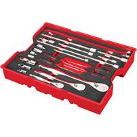 1/4”, 3/8” & 1/2” Drive Ratchet & Accessory Set with Tray for PACKOUT Drawers, 23 Pcs Moffatt Supply & Specialties