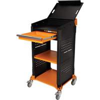 Chariot de travail mobile pour diagnostics, 1 tiroirs, 26" lo x 22-7/10" la x 46" h, Noir/Orange Moffatt Supply & Specialties
