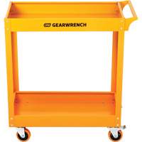 Chariot utilitaire automobile &agrave; deux tablettes en acier, 36" lo x 16" la x 33" h, Orange Moffatt Supply & Specialties